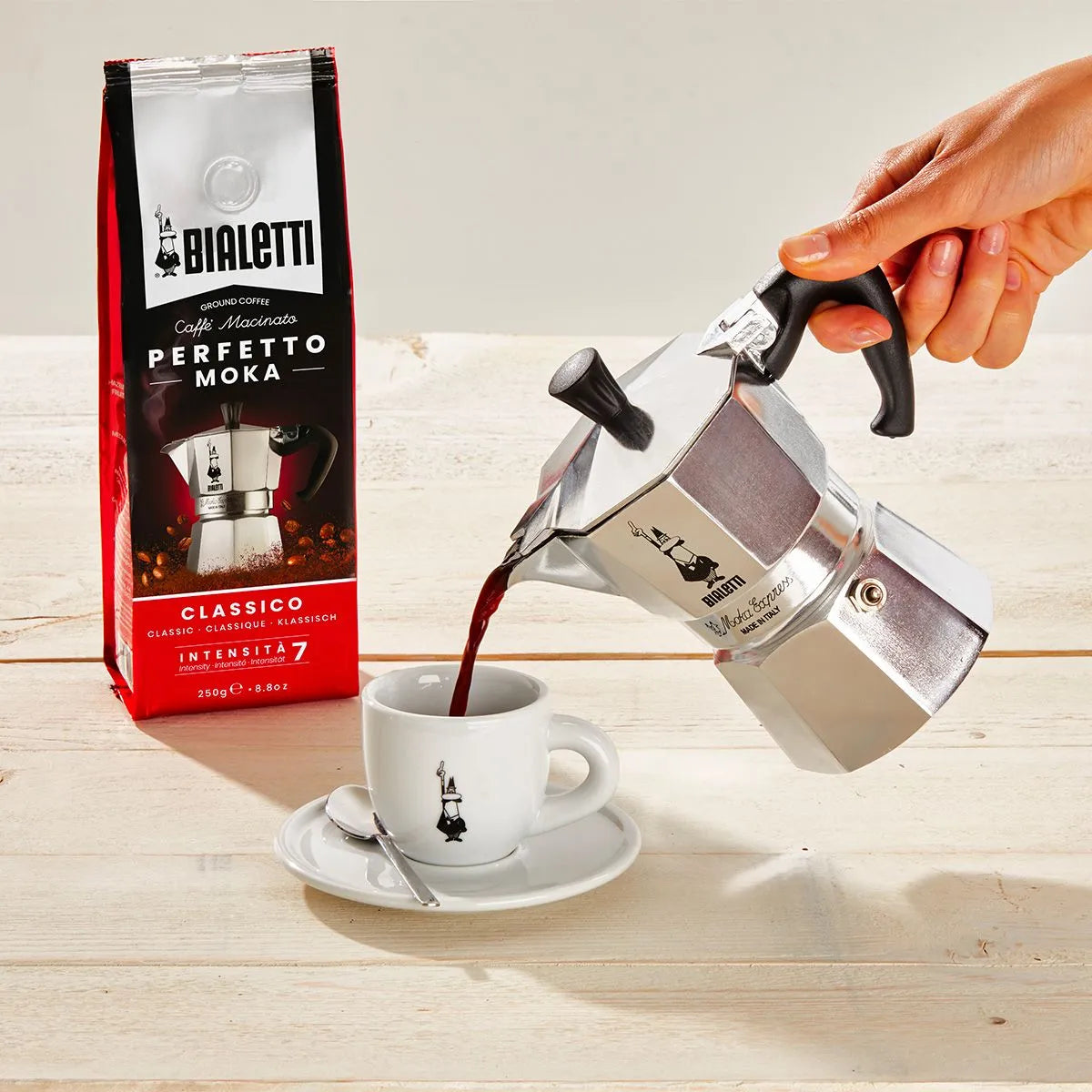 Cafetera Italiana Bialetti Moka Express 3 Pocillos/Tazas Manual